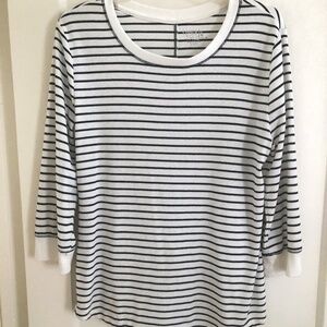 White with Black Strips Long Sleeve Tee